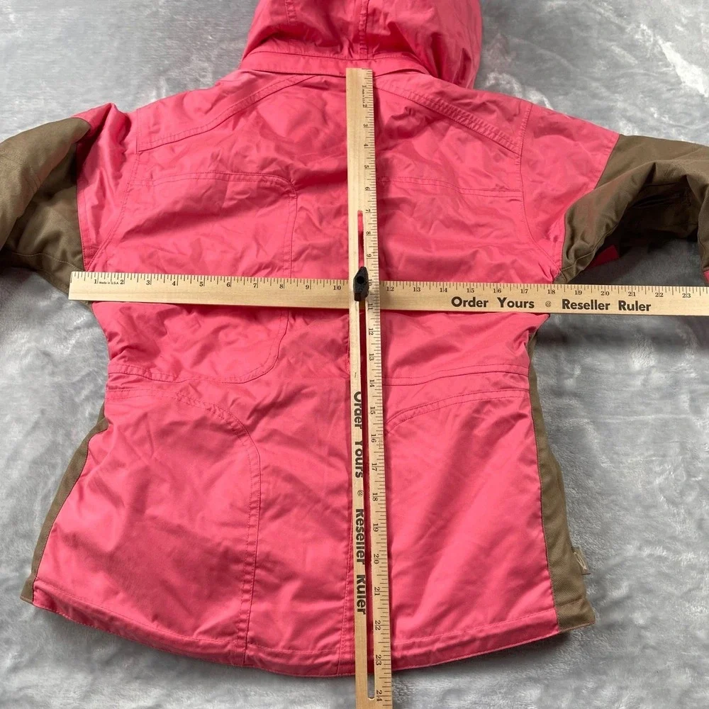 Obermeyer Ski Jacket Girls Size 12 Pink Brown Waterproof Adjustable Hood